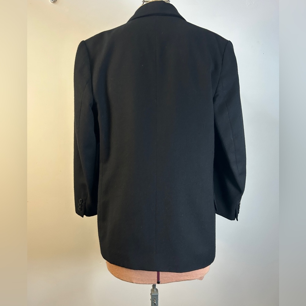 Vintage JH Collectibles Petites Double-Breasted Wool Blazer Black Size 4P - Picture 4 of 13